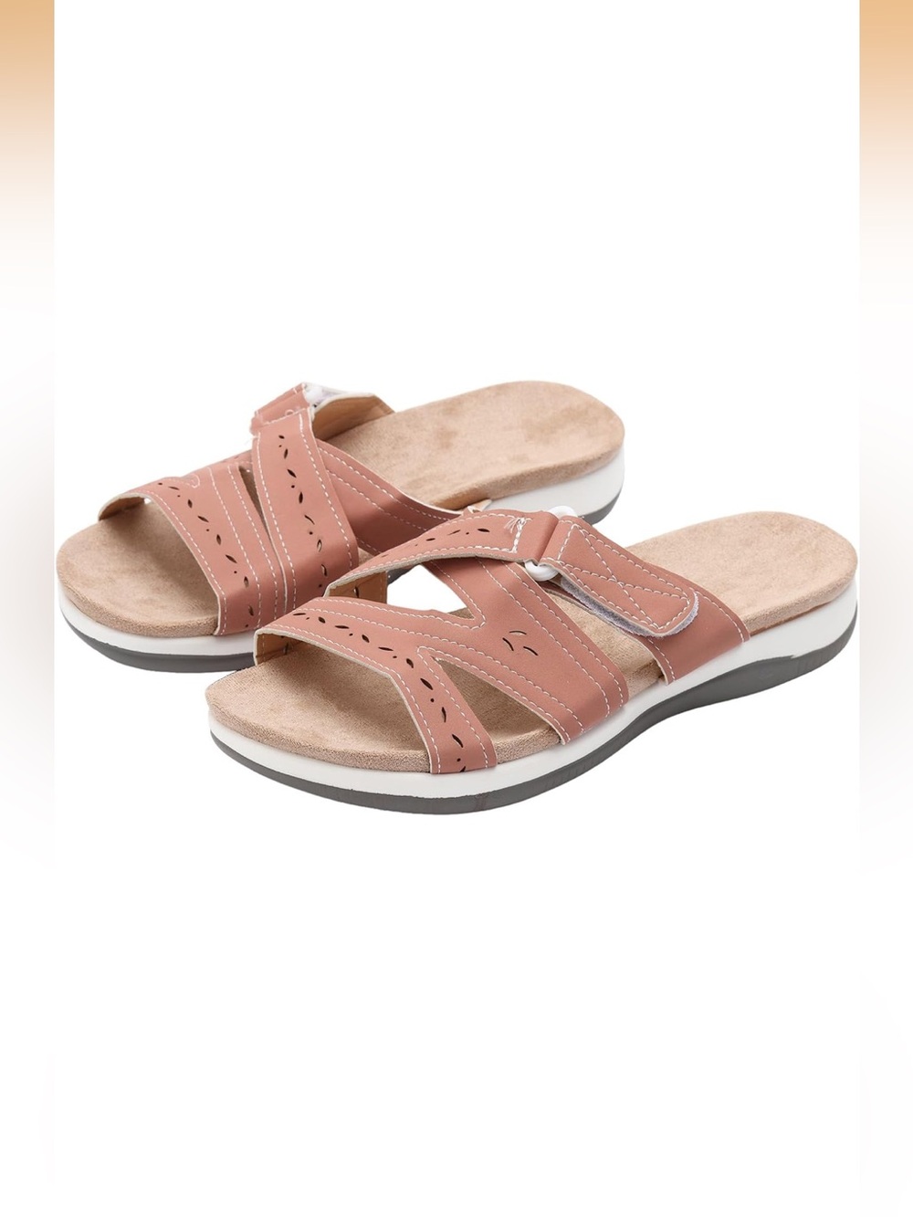 Slide Sandals for Women Adjustable Wide Strap Color Pink Size 9